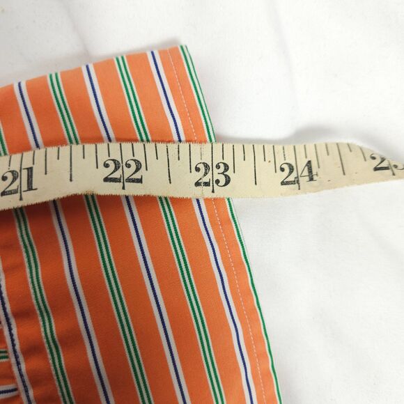 Polo Ralph Lauren Mens 16.5 32/33 Orange Striped Regent Custom Fit Dress Shirt - Picture 6 of 7